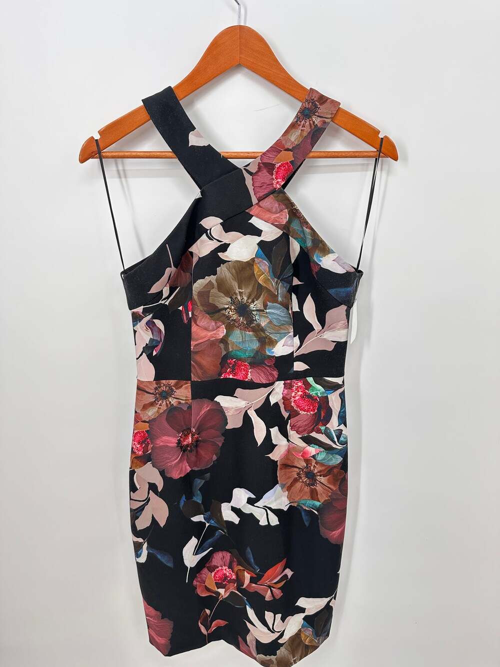 TRINA TURK NWT Black Floral Halter Dress // 4